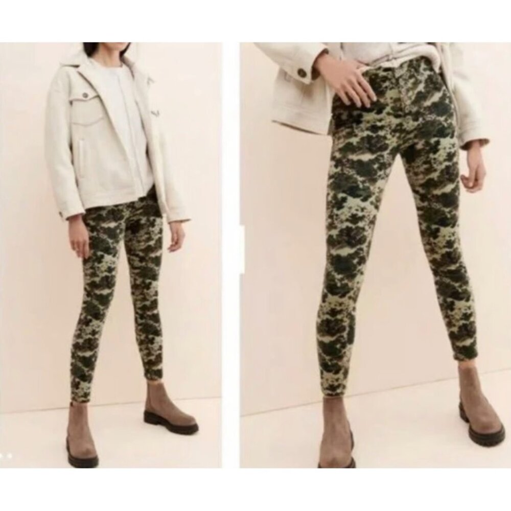 Anthropologie Pilcro High Rise Skinny Pants Corduroy Camo Print Sz 28